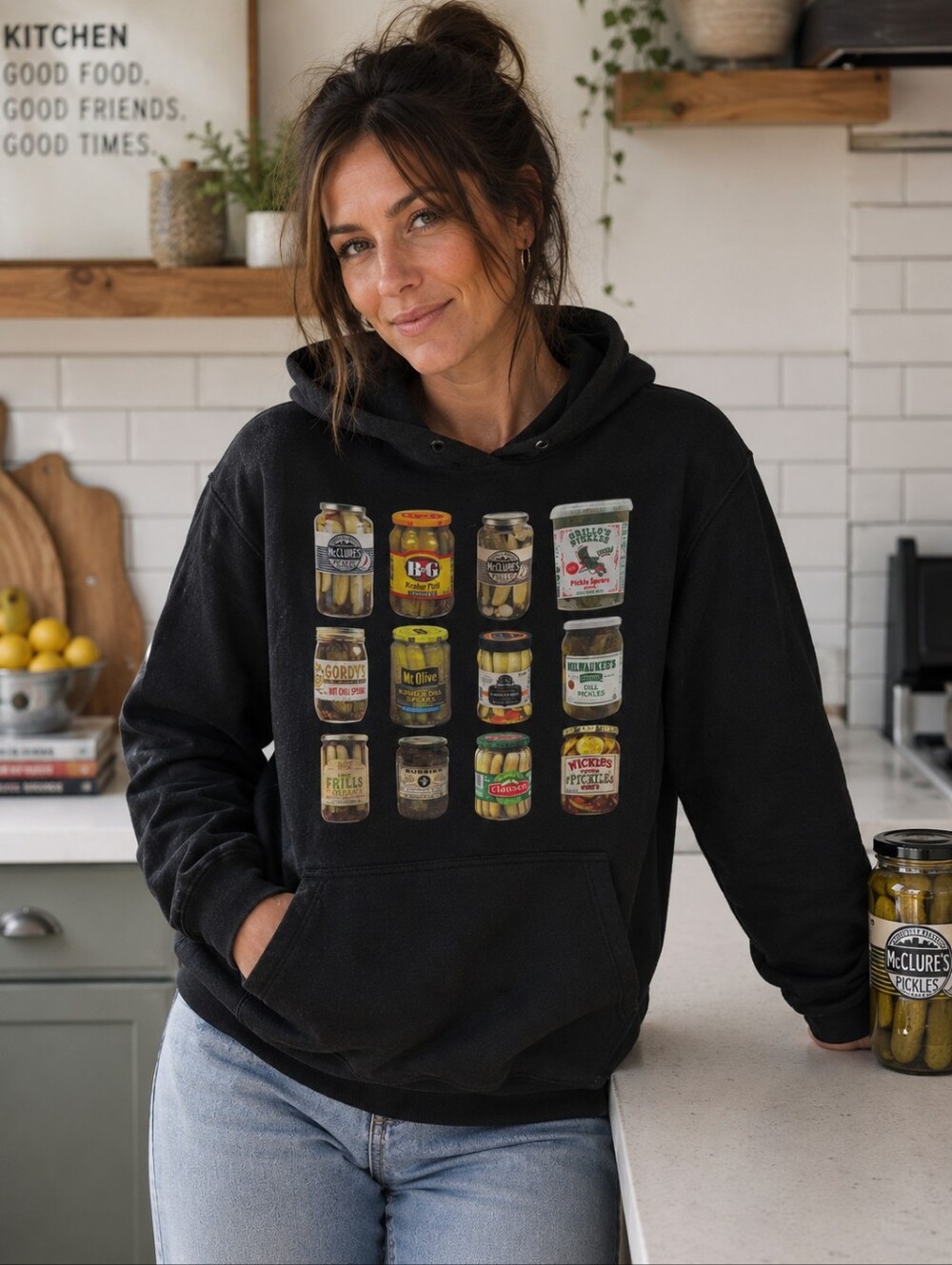 PICKLE JAR GRAPHIC HOODIE SWEATSHIRT BLACK SIZE M
